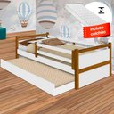 Ver imagem 1 de Cama Solteiro com Auxiliar e 2 Colchões Bianca com Grade de Proteção Branco/mel