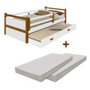 Ver imagem 2 de Cama Solteiro com Auxiliar e 2 Colchões Bianca com Grade de Proteção Branco/mel