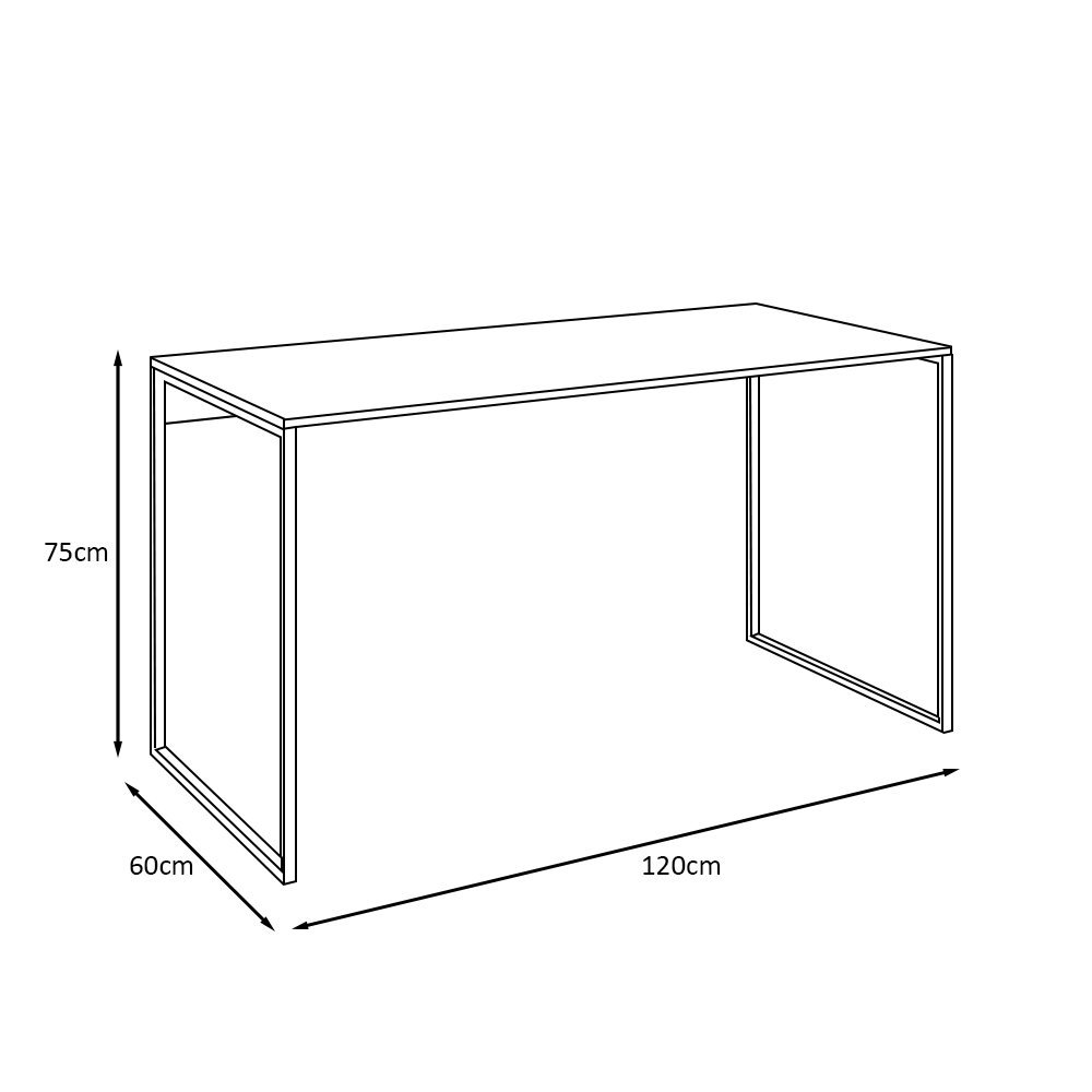 Escrivaninha Industrial Base Ferro Preto Tampo Mdp Preto 120x60 - 2