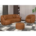 Ver imagem 2 de Sofá Decorativo com Almofadas 3 Lugares 288cm Tressê Zion M22 Sintético Caramelo - Mpozenato