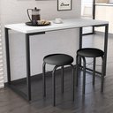 Ver imagem 1 de Conjunto Mesa de Cozinha Prattica Industrial 120cm com 2 Banquetas F02 Branco/Preto - Mpozenato