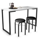 Ver imagem 3 de Conjunto Mesa de Cozinha Prattica Industrial 120cm com 2 Banquetas F02 Branco/Preto - Mpozenato