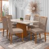 Mesa de Jantar Jasmin 160x90 com 6 Cadeiras Caroline Ipê/Off White/Linho Marrom Claro - PR Móveis - 2