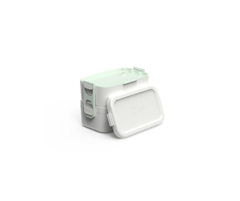 Marmita Prática Bento Box Dupla 1,2l Microondas com Talheres:branco - 4