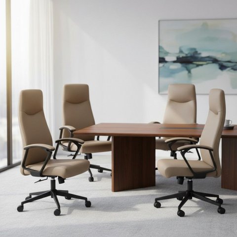 Conjunto 4 Cadeiras Office Giretória Presidente Quebec Rivatti