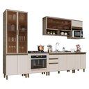 Ver imagem 1 de Cozinha Completa 7 Peças Connect Duna-Cristal com Cristaleira e Aéreo Micro-Ondas - Móveis Henn