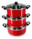 Ver imagem 1 de Jogo Panelas Grande (jogão) Vermelho Alumínio 3 Peças - Vermelho