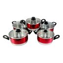 Ver imagem 2 de Jogo Panelas Alumínio Vermelho Tampa De Vidro 5 Peças - Vermelho