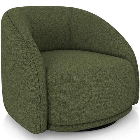 Poltrona Decorativa Giratória Angelina M03 Linho Verde - Lyam Decor