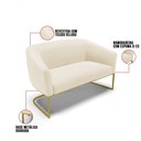 Ver imagem 3 de Sofá Namoradeira 2 Lugares Base Industrial Dourado Stella Veludo D03 - D'Rossi Cor Bege