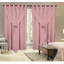 Ver imagem 1 de Cortina Voil com Forro Blackout PVC Rosa 3,00M x 2,80M 100% Corta Luz com para Varão Simples