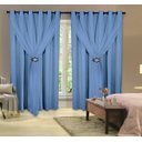 Ver imagem 1 de Cortina Corta Luz 100% Blackout com Voil para Sala ou Quarto 3,00M x 2,50M Azul para Varão Simples
