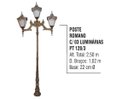 Ver imagem 2 de Poste Colonial Romano Jardim de Alumínio 03 Luminária 2,50m