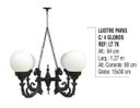 Ver imagem 2 de Lustre Colonial Paris Com Corrente Em Alumínio 04 Globos