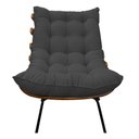 Ver imagem 6 de Kit 02 Poltronas e 02 Puffs Costela Base Fixa Linho - Doce Sonho Móveis - Chumbo