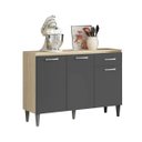 Ver imagem 2 de Balcão de Cozinha 3 Portas 1 Gaveta 120 Cm com Tampo Atacama Grafite Atenas Aramóveis