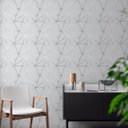 Ver imagem 1 de Papel de Parede Adesivo Zara Cinza Prata Geométrico Rolo 5m