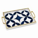 Ver imagem 3 de Bandeja Decorativa Branco com Detalhes Azul 30x45