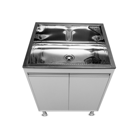 Balcão Lavação 100% Mdf Branco Bp com Tanque Inox 46 Litros