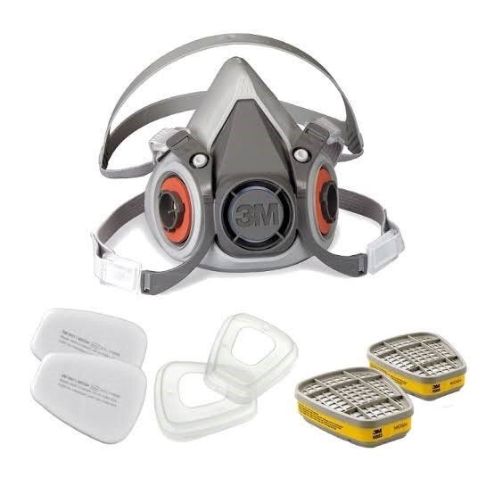 Kit Respirador Semi-facial 6200 3m (respirador + 2 Cartuchos 6003 + 2 Filtro 5n11 + 2 Retentores)