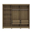 Ver imagem 3 de Guarda Roupa Casal 245cm 5 Portas 4 Gavetas com Pés Cb03n564 Kappesberg - Nogueira/verde Oliva