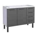 Ver imagem 1 de Gabinete / Balcão de Cozinha Ju em Aço para Pia de 1.20m 4 Gavetas e 2 Portas Cor Preto/ Branco Cmax