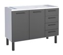 Ver imagem 1 de Gabinete / Balcão de Cozinha Ju em Aço para Pia de 1.20m 4 Gavetas e 2 Portas Cor Preto/ Branco Cmax