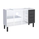 Ver imagem 2 de Gabinete / Balcão de Cozinha Ju em Aço para Pia de 1.20m 4 Gavetas e 2 Portas Cor Preto/ Branco Cmax