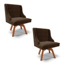 Ver imagem 1 de Kit 2 Cadeiras Estofadas Base Giratória de Madeira Lia Suede Marrom - Ibiza