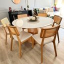 Ver imagem 4 de Mesa de Jantar Araçá Tampo em MDF com Vidro e Base em Madeira Branco/Off-White