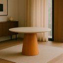 Ver imagem 1 de Mesa de Jantar Araçá Tampo em MDF com Vidro e Base em Madeira Branco/Off-White
