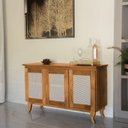 Ver imagem 1 de Buffet Aparador Tela 3 Portas Madeira Deltan - Imbuia - Cor: Marrom