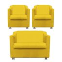 Ver imagem 1 de Kit 2 Poltronas e Namoradeira Tilla Suede Amarelo Twdecora