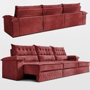 Ver imagem 7 de Sofá Retrátil e Reclinável 3,90m com Molas e Espuma D33 Thunder Velusoft Vermelho Cama Inbox