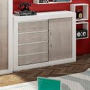 Ver imagem 1 de Cômoda para Quarto 4 Gavetas e 1 Porta 9040 Bege/Branco/Fresno