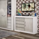 Ver imagem 3 de Cômoda para Quarto 4 Gavetas e 1 Porta 9040 Bege/Branco/Fresno