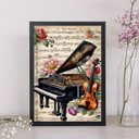 Ver imagem 1 de Quadro Vintage Piano e Violino 33x24cm:moldura Preta