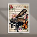 Ver imagem 2 de Quadro Vintage Piano e Violino 33x24cm:moldura Preta