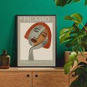 Ver imagem 2 de Quadro Minimalista Mulher Sonhadora picasso 45x34cm - com Vidro:madeira Branca