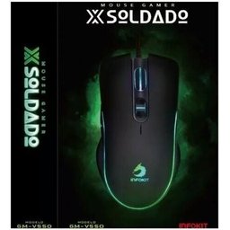 Mouse Gamer Usb Led Rgb Soldado 6400dpi Pc Gm-v550 Infokit - 5