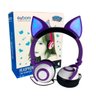 Fone de Ouvido com Orelhas Gatinho e LED Hf-C30 Exbom: Roxo e Branco - 4