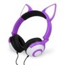 Fone de Ouvido com Orelhas Gatinho e LED Hf-C30 Exbom: Roxo e Branco - 1