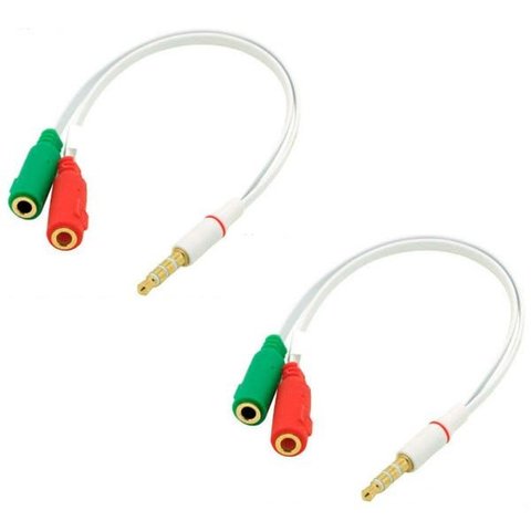 Kit com 2 Cabos P3 Femea + 2 P2 Macho Fone e Microfone P22a