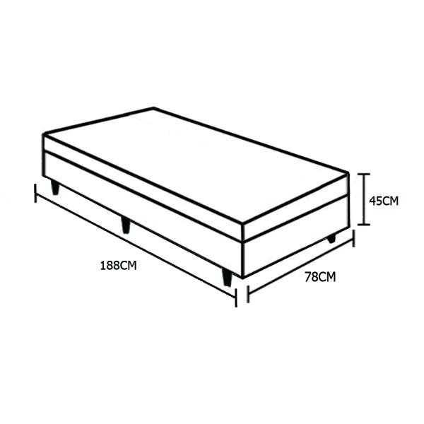 Base Box Baú Solteiro Sintético Branca - 39x78x188 - 3