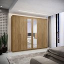 Ver mais imagens de Guarda Roupa Casal 100% MDF 6 Portas 6 Gavetas com Espelhos Dubai Majestic Marrom/Nature