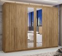 Ver imagem 1 de Guarda Roupa Casal 100% MDF 6 Portas 6 Gavetas com Espelhos Dubai Majestic Marrom/Nature
