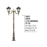 Poste Colonial Porto para Jardim Alumínio 02 Luminária 2,15m - 2