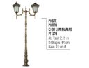Ver imagem 2 de Poste Colonial Porto para Jardim Alumínio 02 Luminária 2,15m