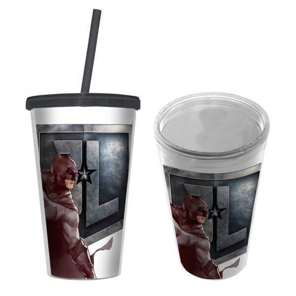 Copo Plástico com Tampa e Canudo WB Batman Body 500ml Batman Urban - 1