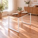 Ver imagem 5 de Mesa de Jantar Reforçada Industrial 80x70cm Tampo Marrom Pés Branco